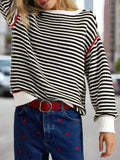 Striped Round Neck Long Sleeve Sweater